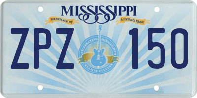 MS license plate ZPZ150