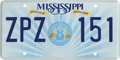 MS license plate ZPZ151