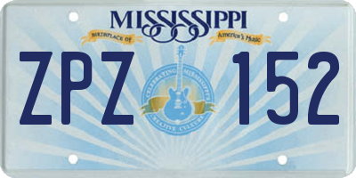 MS license plate ZPZ152