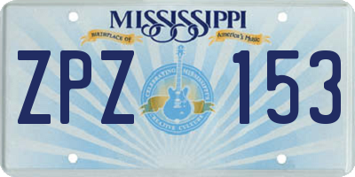 MS license plate ZPZ153
