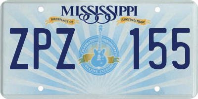 MS license plate ZPZ155