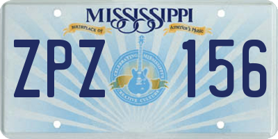 MS license plate ZPZ156