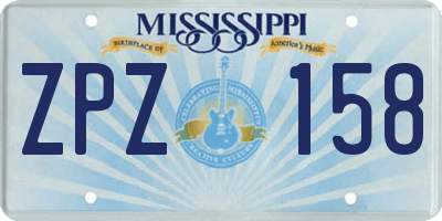 MS license plate ZPZ158