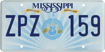 MS license plate ZPZ159