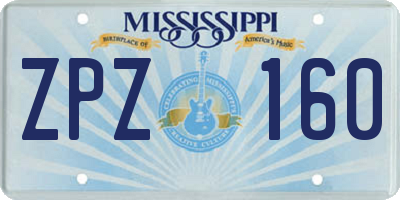 MS license plate ZPZ160