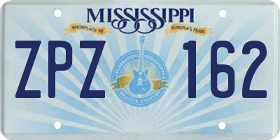 MS license plate ZPZ162