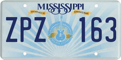 MS license plate ZPZ163