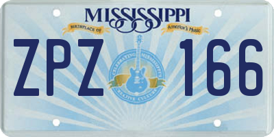 MS license plate ZPZ166