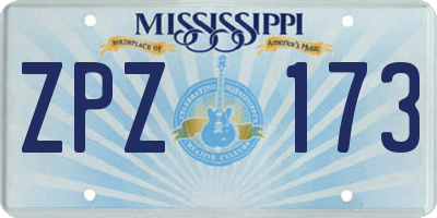 MS license plate ZPZ173