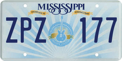 MS license plate ZPZ177