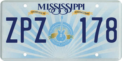 MS license plate ZPZ178