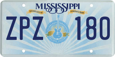 MS license plate ZPZ180