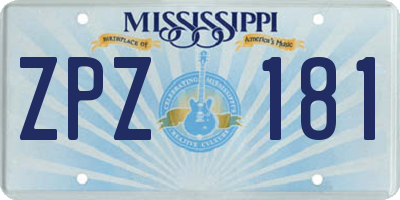 MS license plate ZPZ181