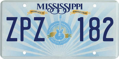 MS license plate ZPZ182