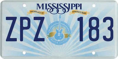 MS license plate ZPZ183
