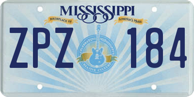 MS license plate ZPZ184