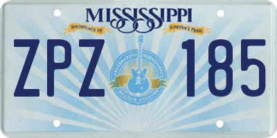 MS license plate ZPZ185