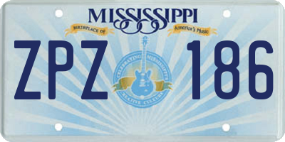 MS license plate ZPZ186