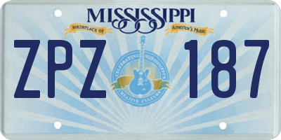 MS license plate ZPZ187