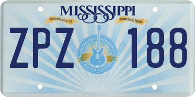 MS license plate ZPZ188