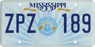 MS license plate ZPZ189