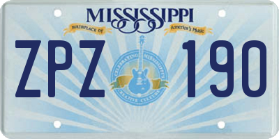 MS license plate ZPZ190
