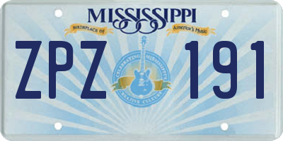 MS license plate ZPZ191