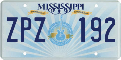 MS license plate ZPZ192