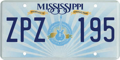 MS license plate ZPZ195