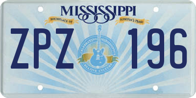 MS license plate ZPZ196