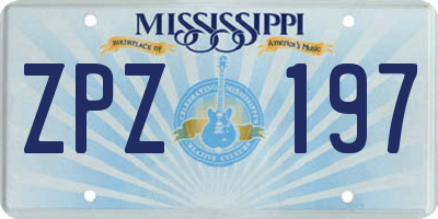 MS license plate ZPZ197