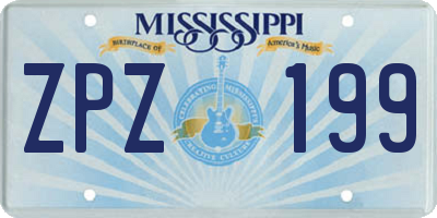 MS license plate ZPZ199