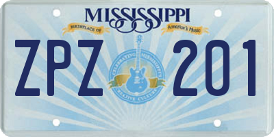 MS license plate ZPZ201
