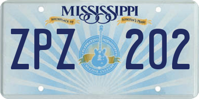MS license plate ZPZ202