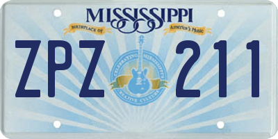 MS license plate ZPZ211