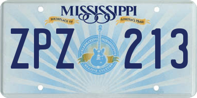 MS license plate ZPZ213