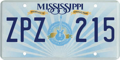 MS license plate ZPZ215