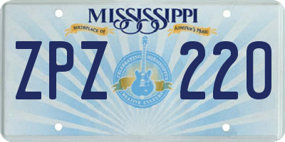 MS license plate ZPZ220