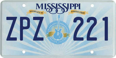 MS license plate ZPZ221