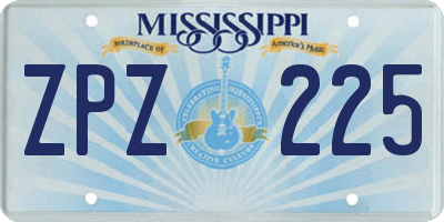 MS license plate ZPZ225