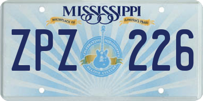 MS license plate ZPZ226