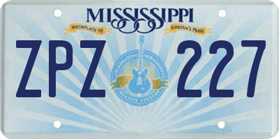MS license plate ZPZ227