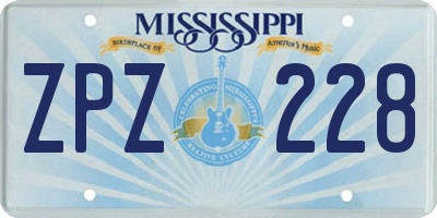 MS license plate ZPZ228
