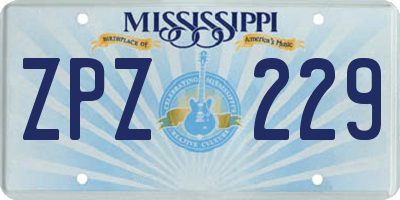MS license plate ZPZ229