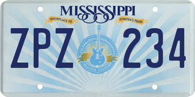 MS license plate ZPZ234