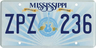 MS license plate ZPZ236