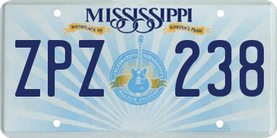 MS license plate ZPZ238