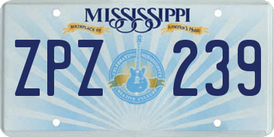 MS license plate ZPZ239
