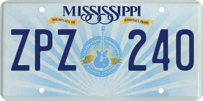 MS license plate ZPZ240