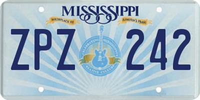 MS license plate ZPZ242